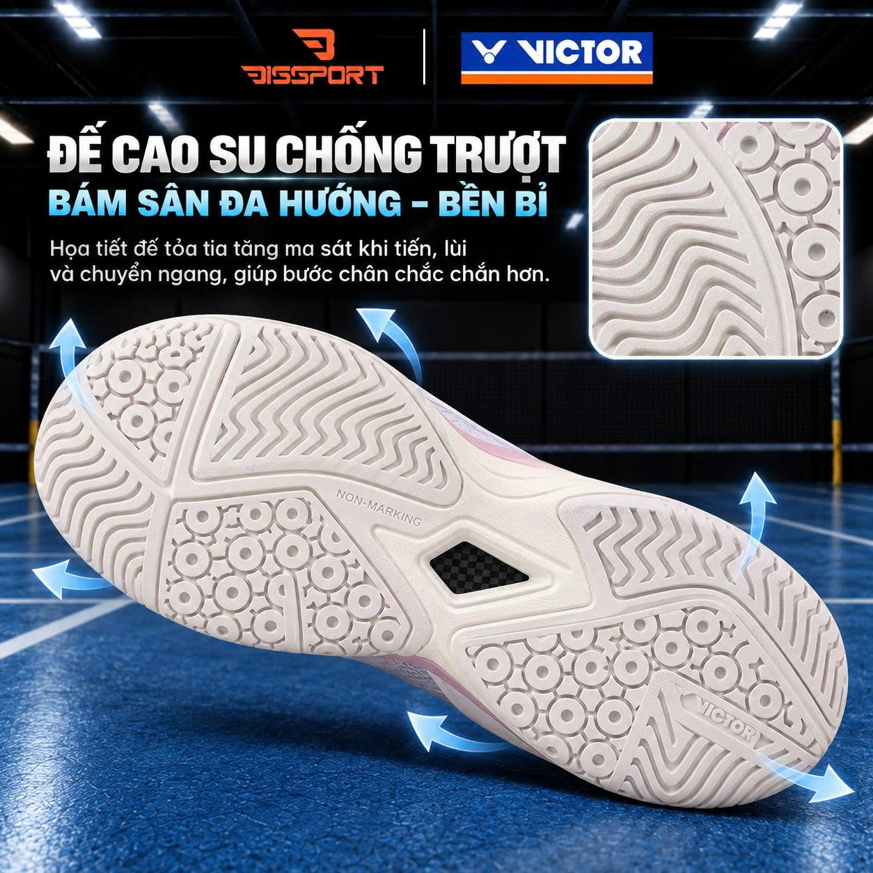 Giày Cầu Lông Victor P9200TDF/LI Chính Hãng - Trắng Tím - Form Ôm - Bám Sàn - Êm Chân - Chống Chấn - Bền Bỉ - Thoáng Khí